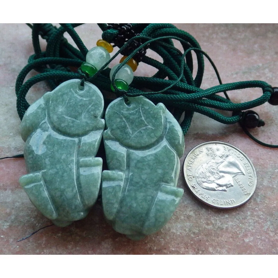 Pair Certified Green Natural A Jade Jadeite Pendant Dragon Pi Xiu Necklace