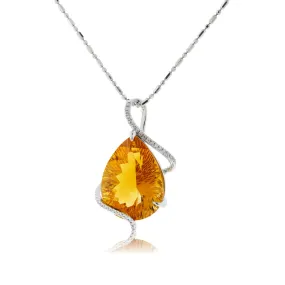 Pear Citrine & Diamond Draped Pendant