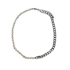 PEARL BEADED SILVER CHAIN LINK NECKLACE