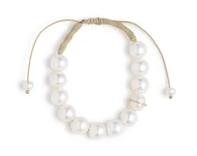 Pearl Cord Bracelet with Diamond Bezel Wrap Detail