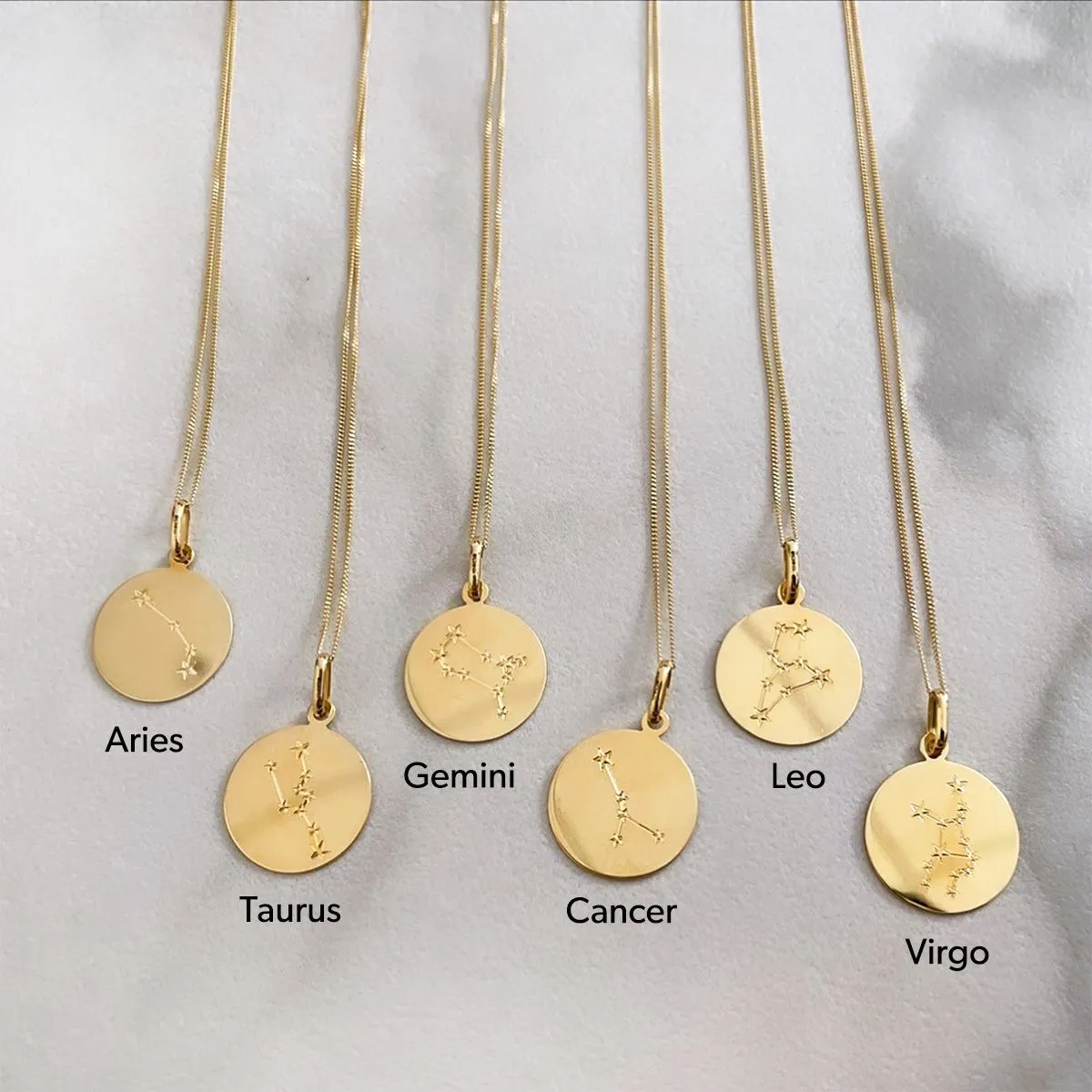 Personalised Birthstone and Star Sign Necklace | 9K Yellow Gold