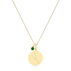 Personalised Birthstone and Star Sign Necklace | 9K Yellow Gold