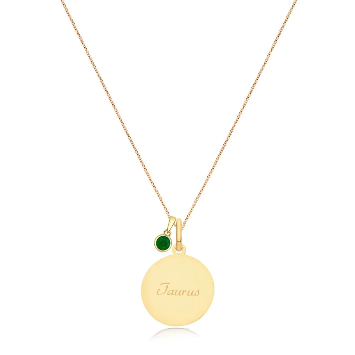 Personalised Birthstone and Star Sign Necklace | 9K Yellow Gold