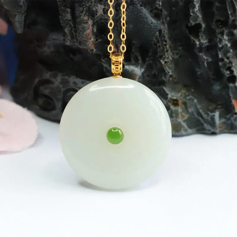 Ping An Buckle Jade Pendant Necklace with Sterling Silver - Fortune's Favor Collection