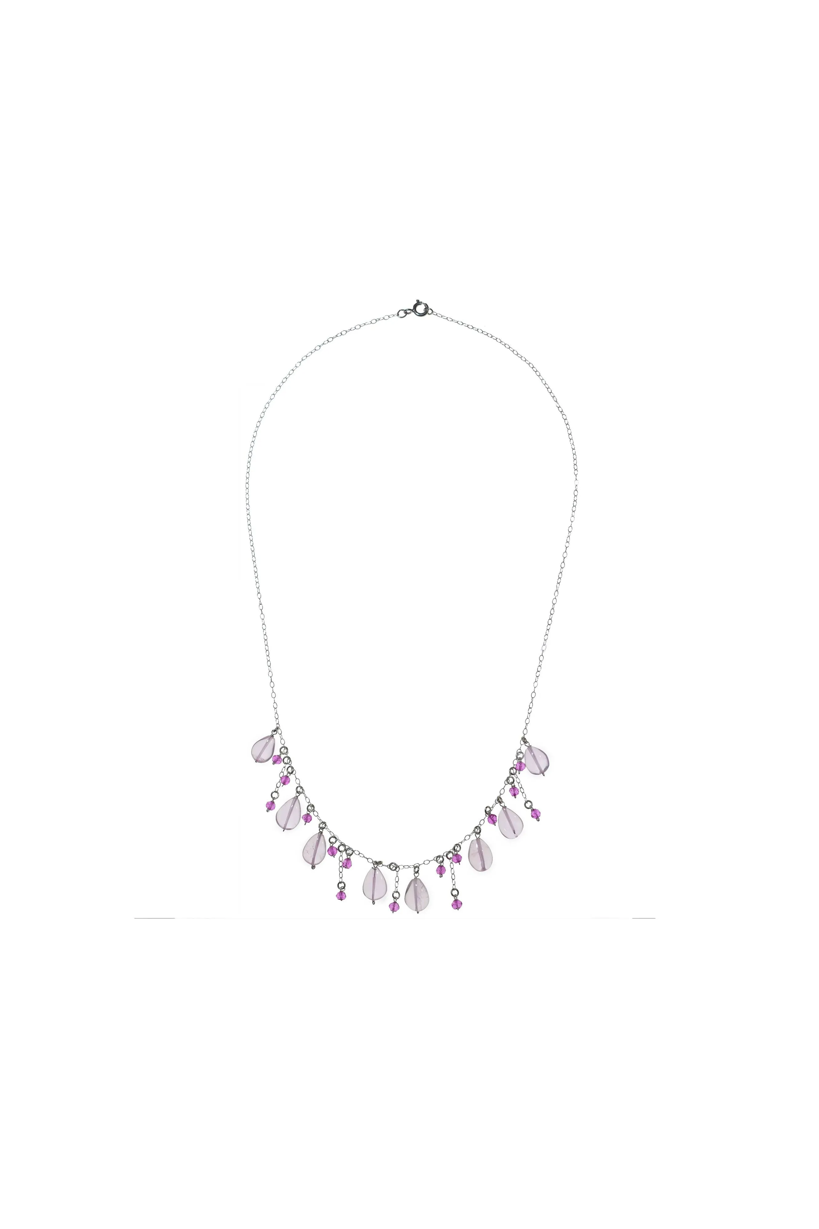 Pink Gemston Necklace, Rose, Pink Quartz