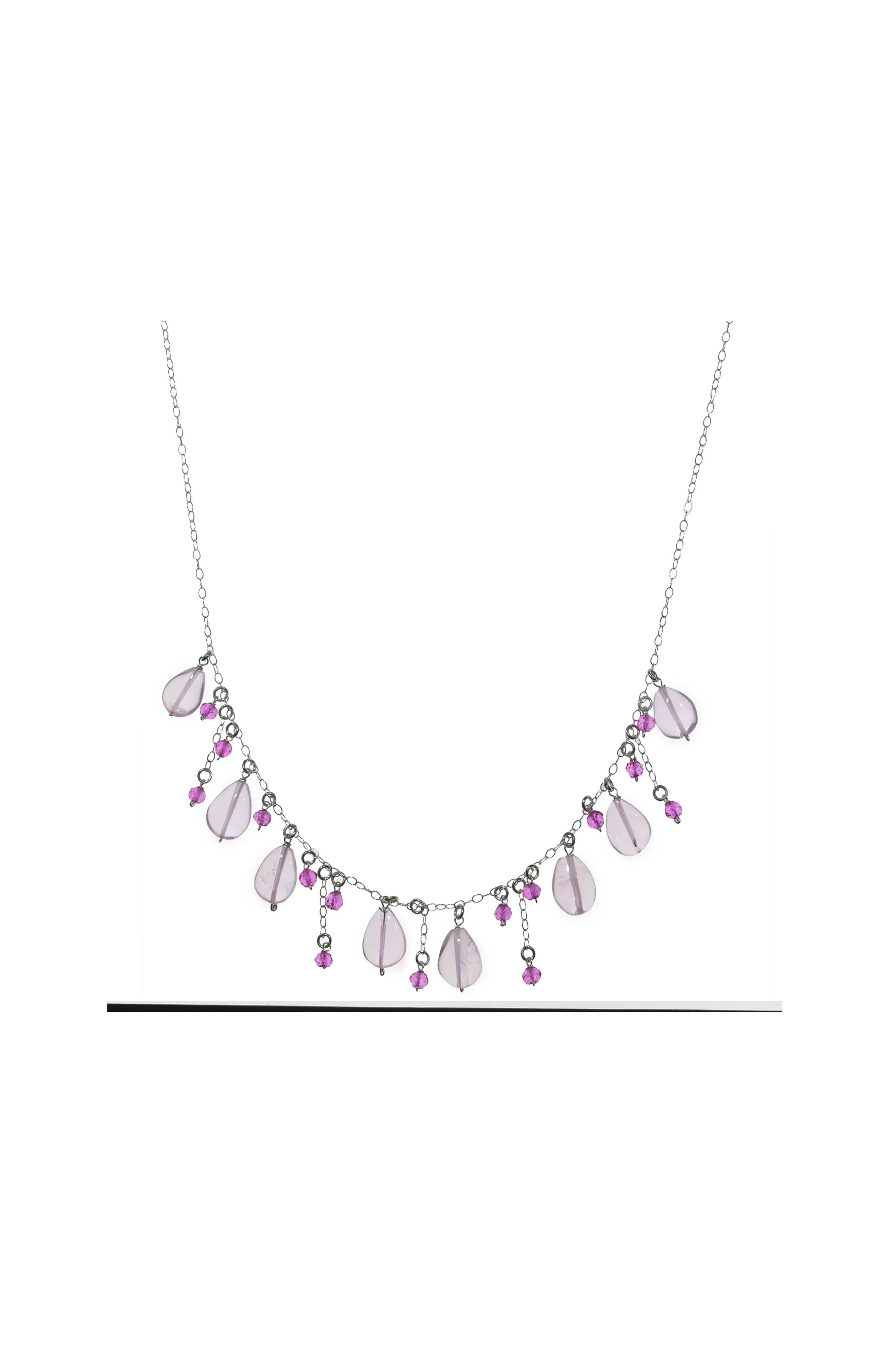 Pink Gemston Necklace, Rose, Pink Quartz