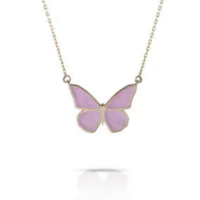 Pink Jade Butterfly Necklace