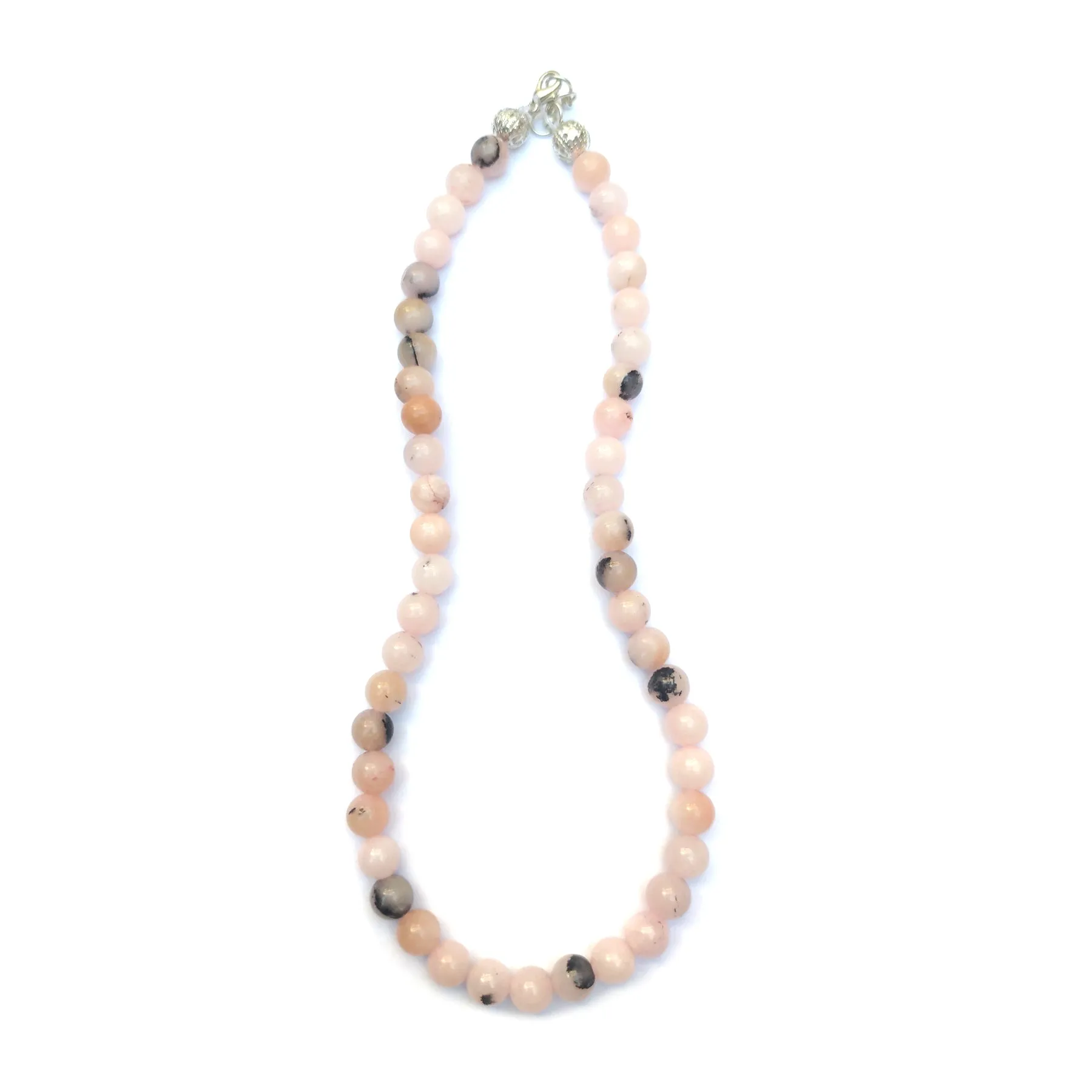 Pink Opal Crystal Round Beads Necklace 15 Inches, 6mm Beads (Semi-Precious Mala)