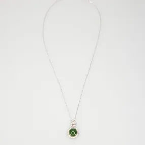 Pipa Green Hetian Nephrite Jade Necklace Silver