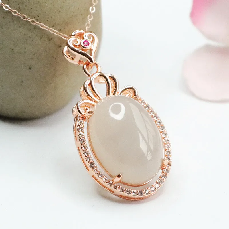 Planderful Collection Fortune's Favor Hetian Jade Zircon Sterling Silver Necklace