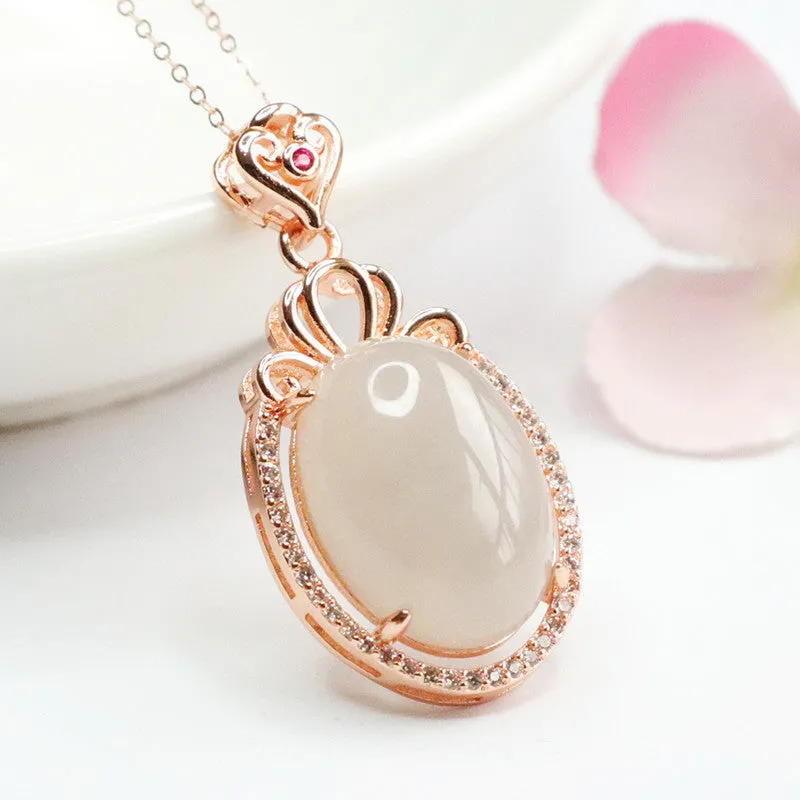 Planderful Collection Fortune's Favor Hetian Jade Zircon Sterling Silver Necklace