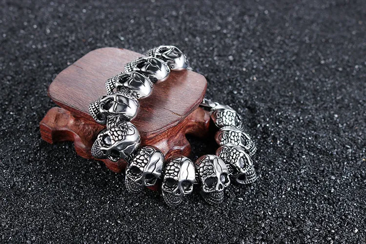 Punk-Inspired Skull Bracelet in Titanium Steel with European and American Totem Designs for Men