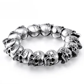 Punk-Inspired Titanium Steel Skull Bracelet for Men – Wholesale European and American Style