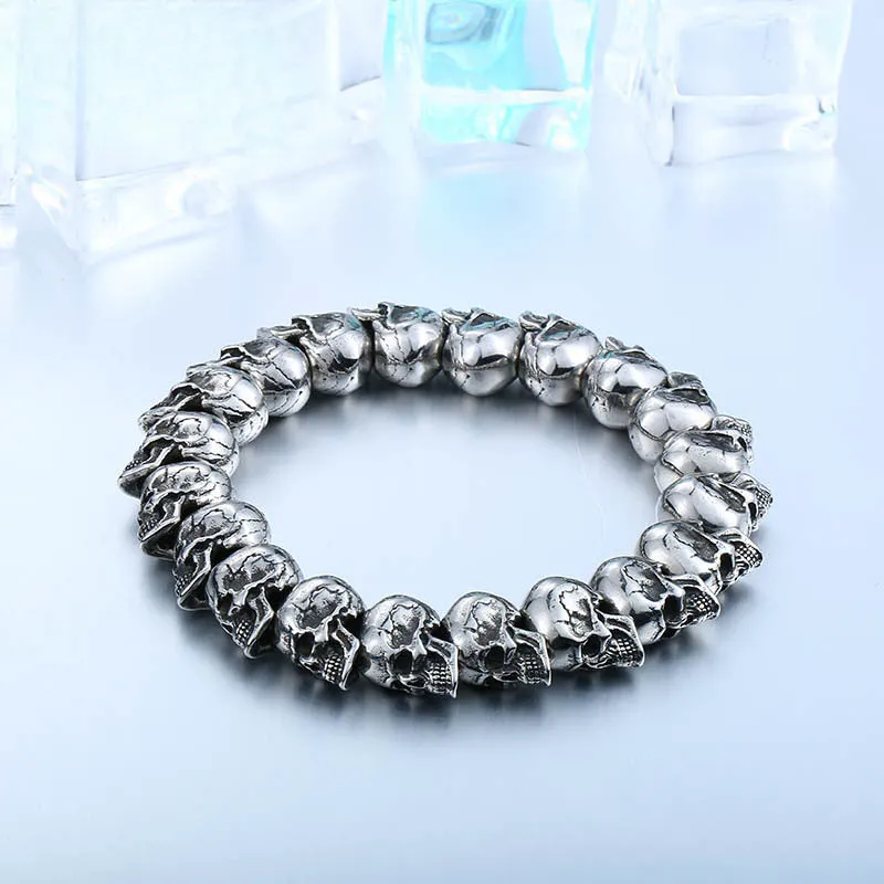 Punk-Inspired Titanium Steel Skull Bracelet for Men – Wholesale European and American Style