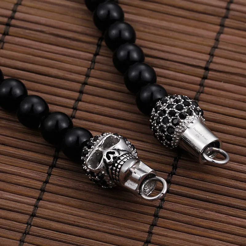 Punk Skull Jewelry Set for Men - Titanium Steel Necklace and Bracelet Collection