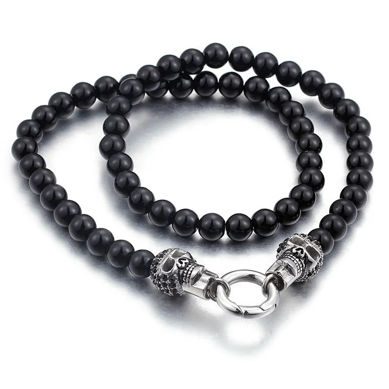 Punk Skull Jewelry Set for Men - Titanium Steel Necklace and Bracelet Collection