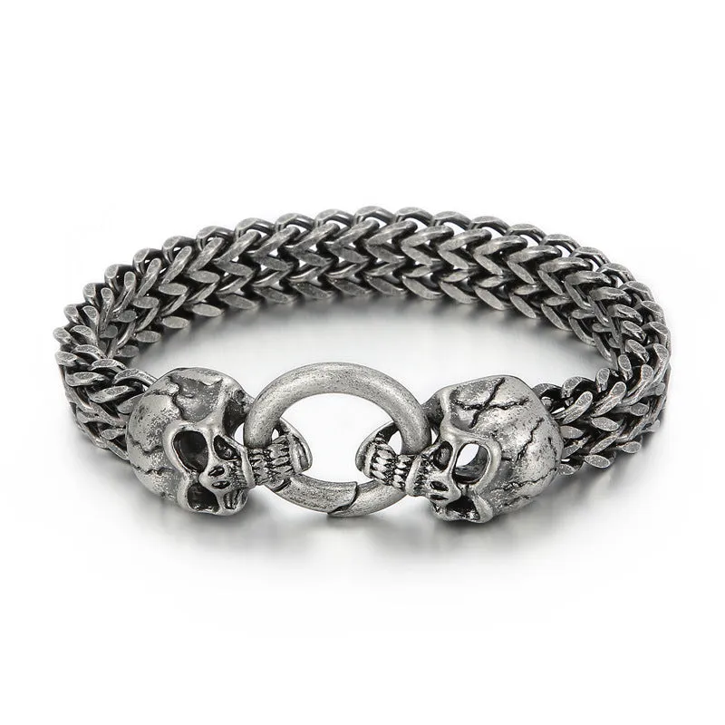 Punk Skull Titanium Steel Men's Bracelet - European and American Fashion Statement Jewelry