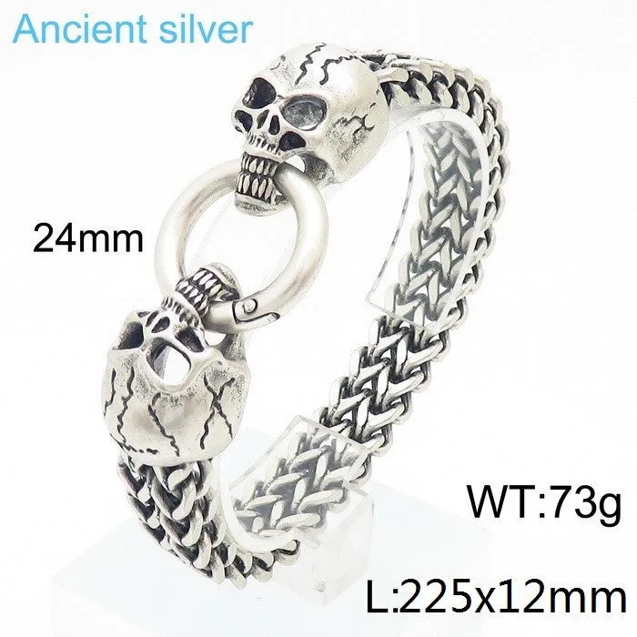 Punk Skull Titanium Steel Men's Bracelet - European and American Fashion Statement Jewelry