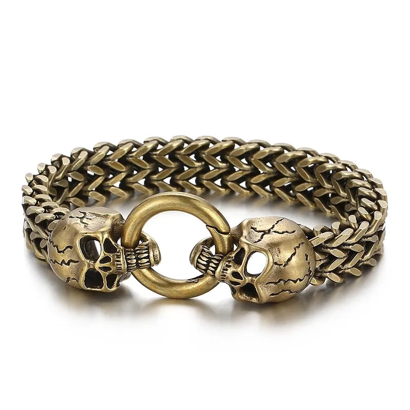 Punk Skull Titanium Steel Men's Bracelet - European and American Fashion Statement Jewelry