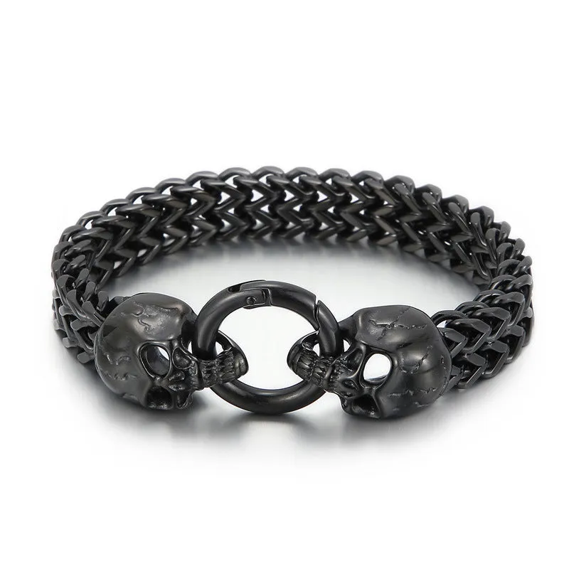 Punk Skull Titanium Steel Men's Bracelet - European and American Fashion Statement Jewelry