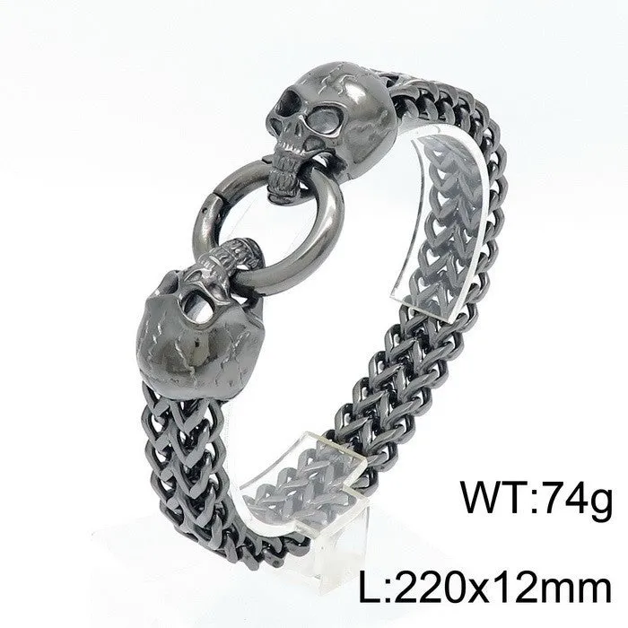 Punk Skull Titanium Steel Men's Bracelet - European and American Fashion Statement Jewelry