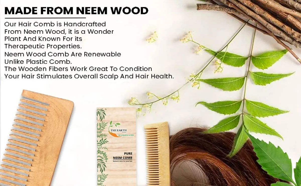 Pure Kacchi Neem Wood Comb Regular Double Teeth