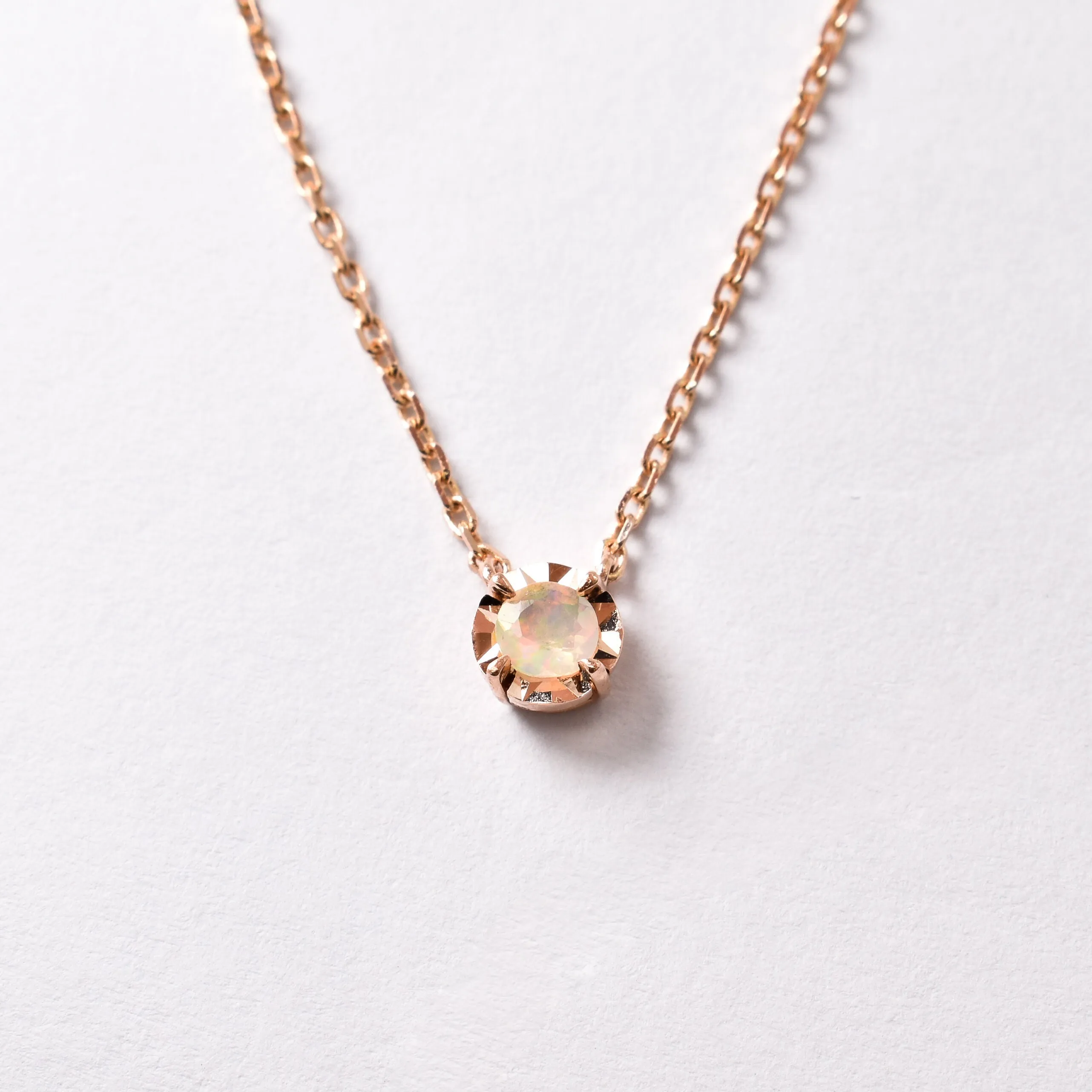 Real Gold Opal Necklace - Dainty Opal Necklace - Rose Gold Opal Necklace