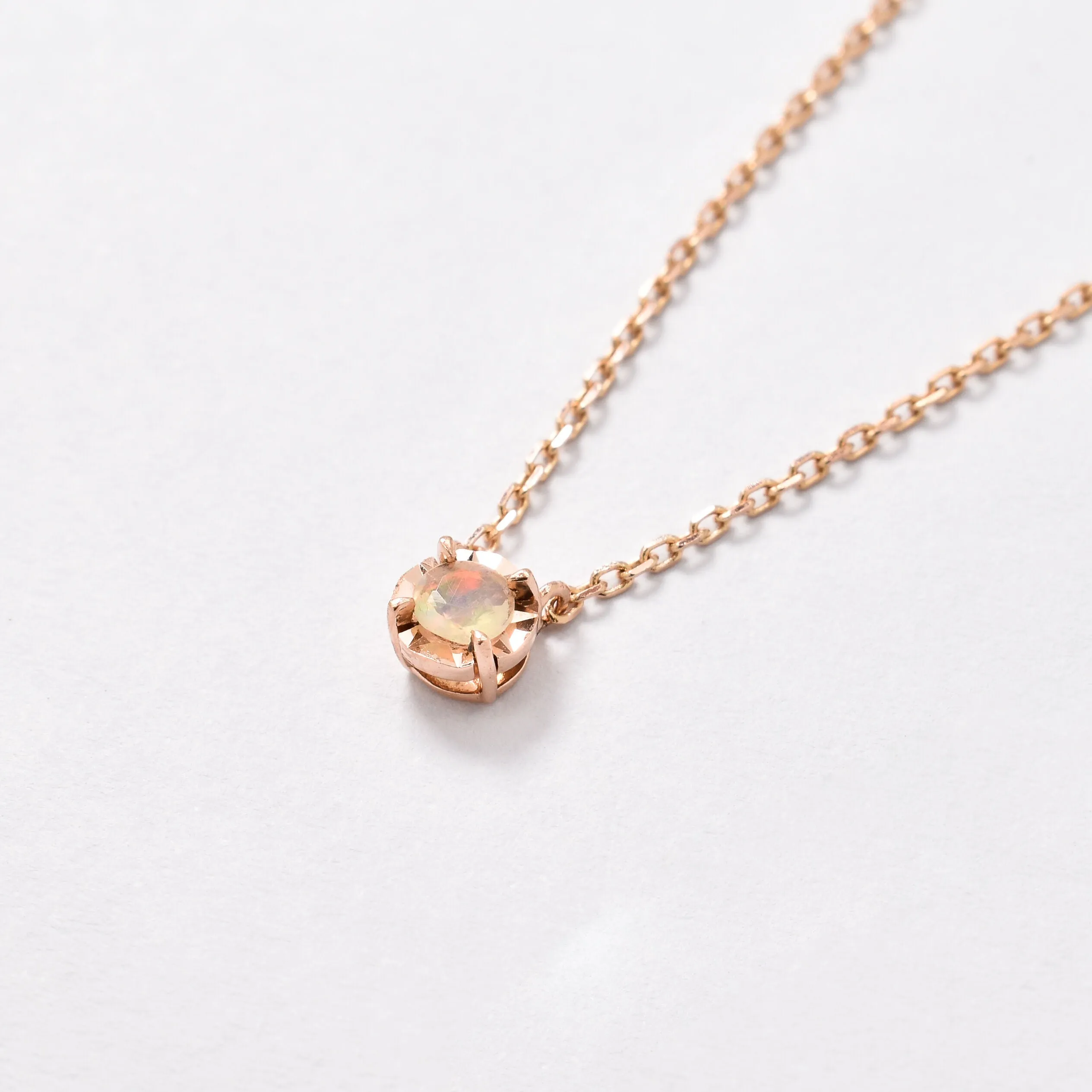 Real Gold Opal Necklace - Dainty Opal Necklace - Rose Gold Opal Necklace