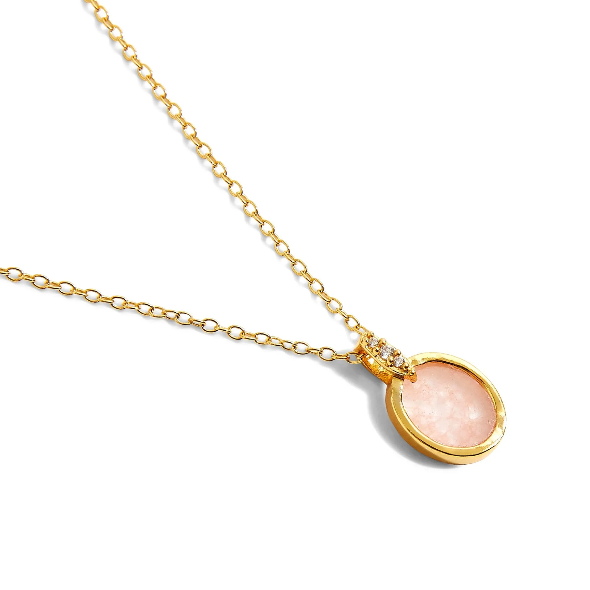 Real Gold Plated Z Healing Stone Rose Quartz Pendant Necklace For Women By Accessorize London