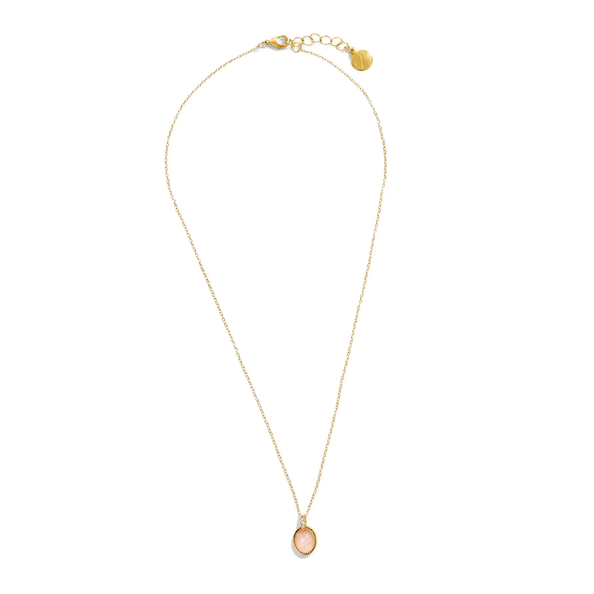 Real Gold Plated Z Healing Stone Rose Quartz Pendant Necklace For Women By Accessorize London