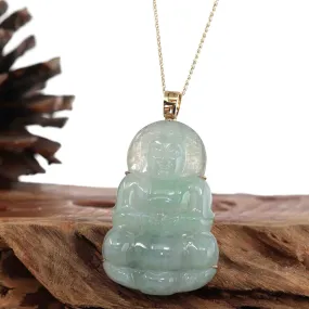 RealJade® Co. 14k "Goddess of Compassion" Genuine Burmese Jadeite Jade Guanyin Necklace