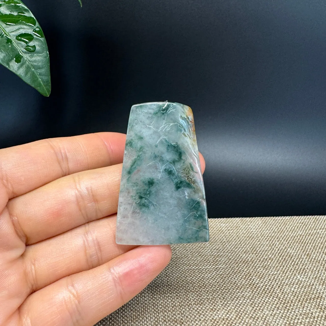 RealJade® Co.  Genuine Burmese Jadeite Jade Yellow Green Landscape Pendant Necklace