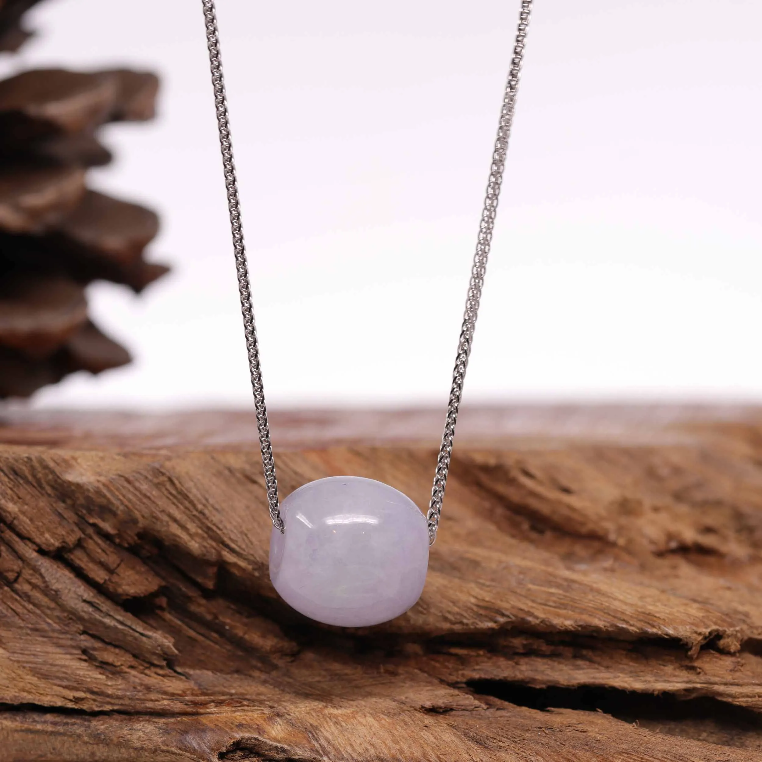 RealJade® Co. "Good Luck Button" Necklace Real Lavender Jade Lucky TongTong Pendant Necklace