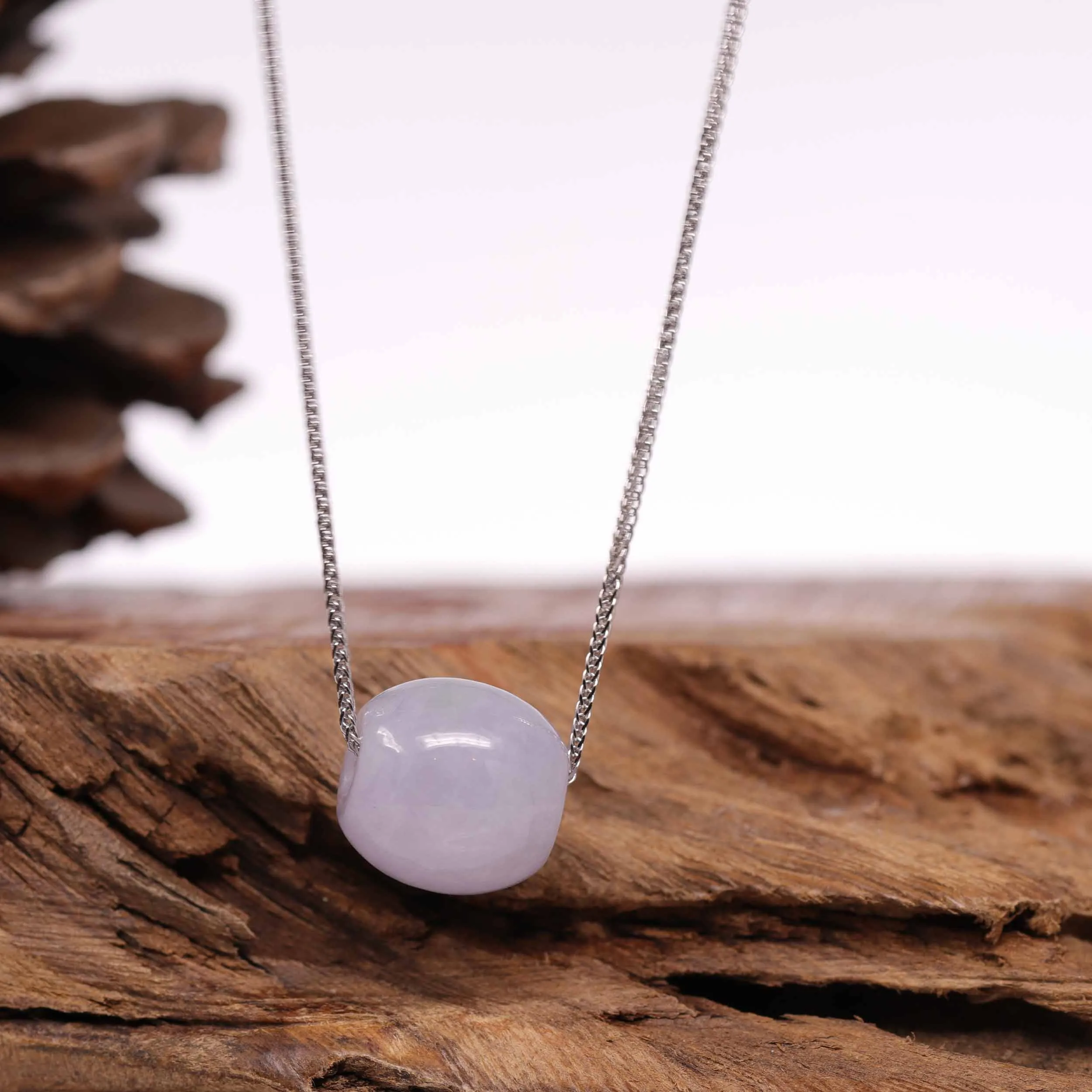 RealJade® Co. "Good Luck Button" Necklace Real Lavender Jade Lucky TongTong Pendant Necklace