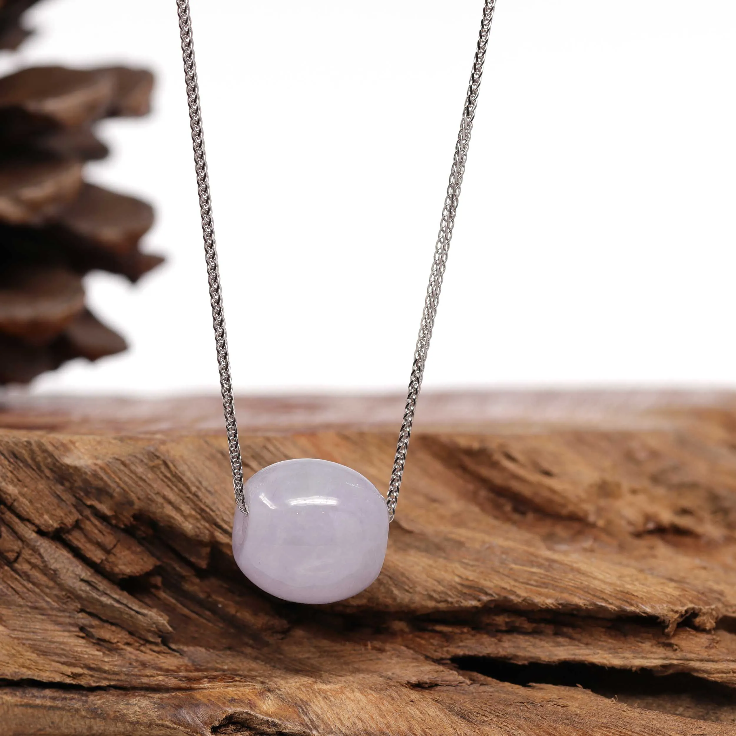 RealJade® Co. "Good Luck Button" Necklace Real Lavender Jade Lucky TongTong Pendant Necklace