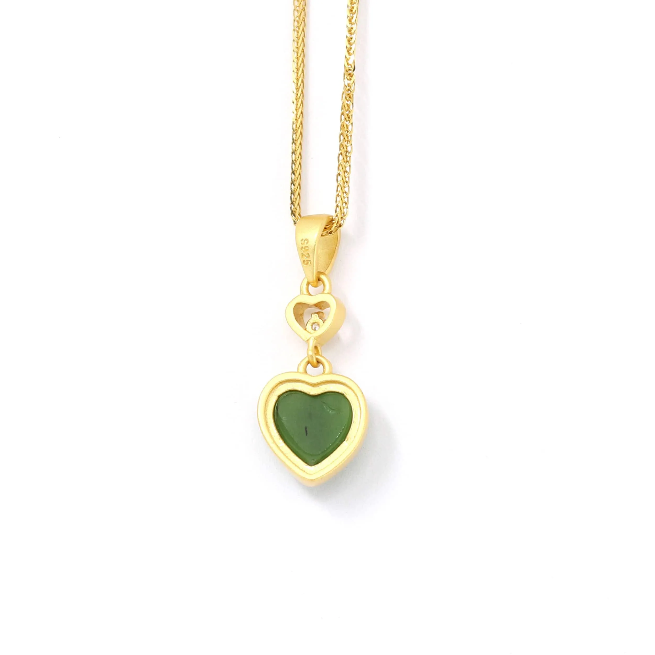 RealJade® "Love Heart" Sterling Silver Green Jade Classic Love Pendant Necklace