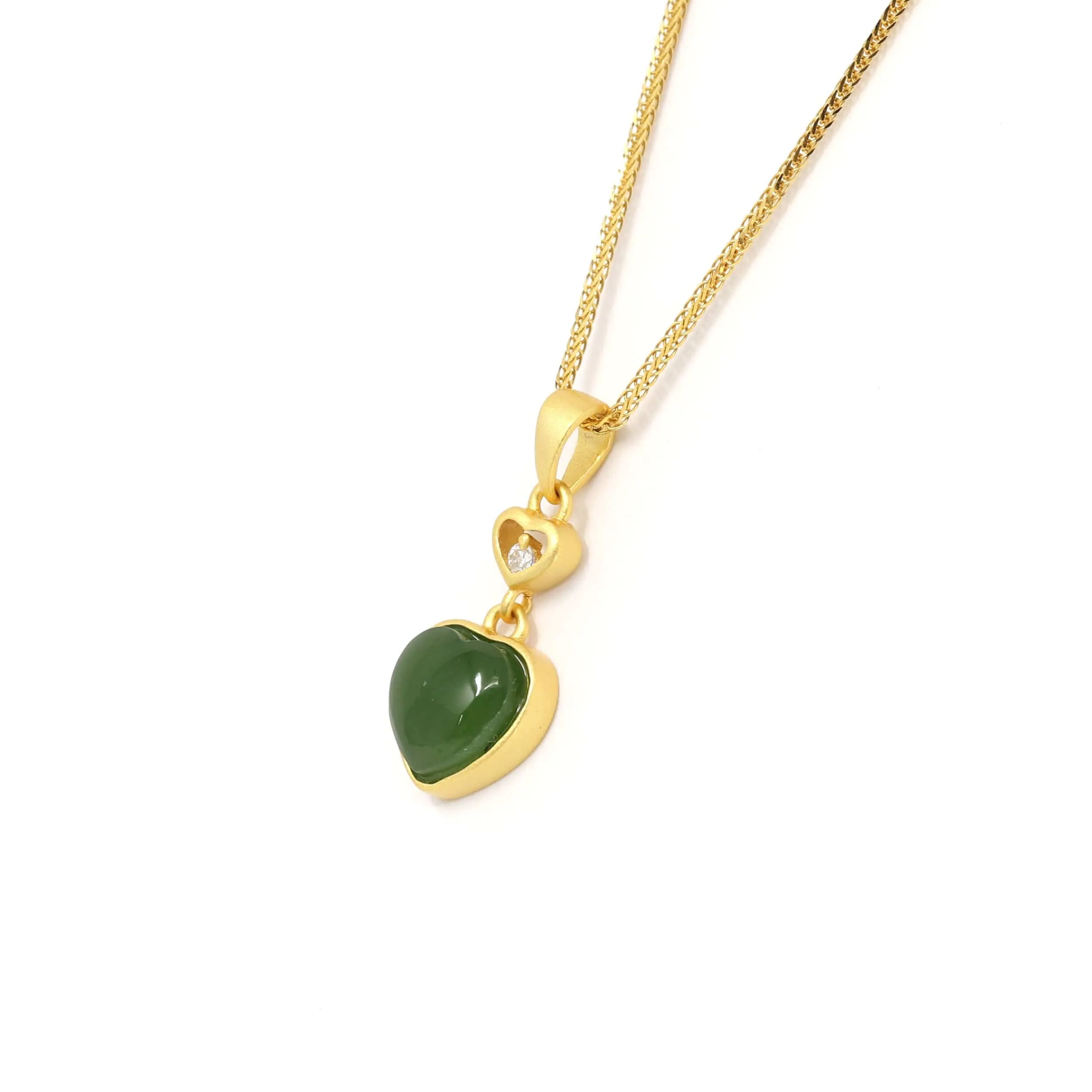 RealJade® "Love Heart" Sterling Silver Green Jade Classic Love Pendant Necklace