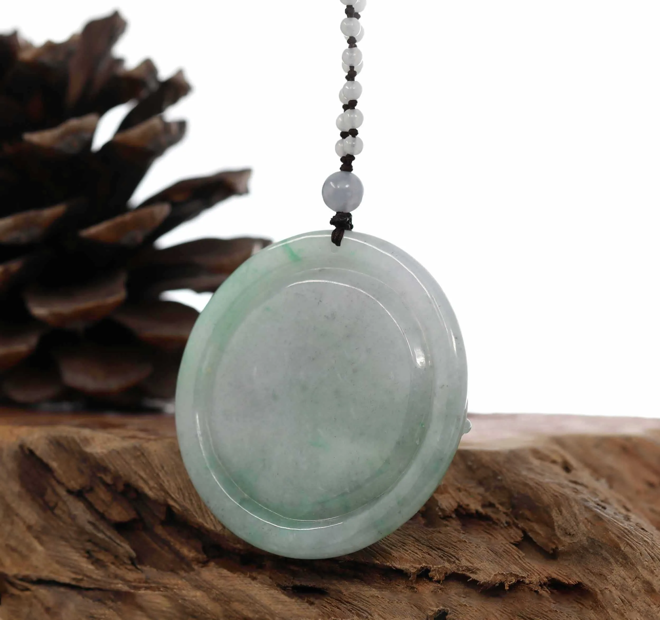 RealJade "Roaring Dragon" Natural Jadeite Jade Lavender Green Pendant Necklace For Men, Collectibles.