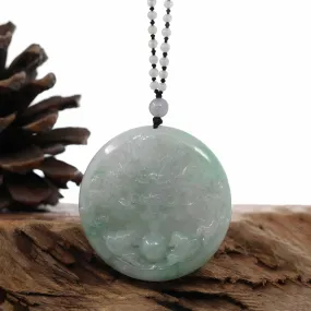 RealJade "Roaring Dragon" Natural Jadeite Jade Lavender Green Pendant Necklace For Men, Collectibles.