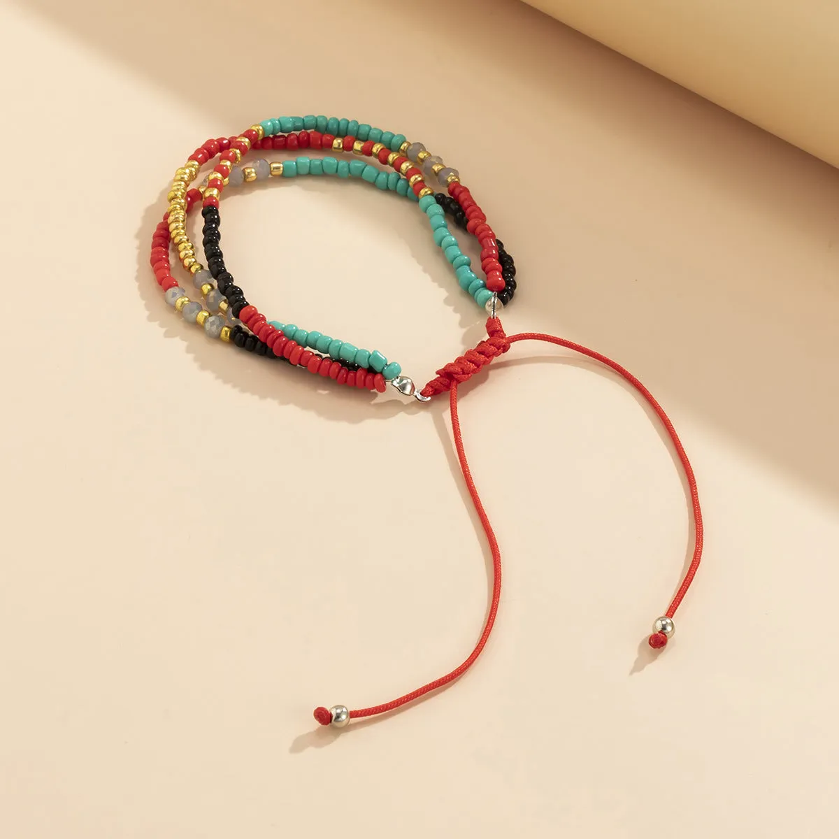 Retro Hit Color Beige Beads Ethnic Style Stitching Bracelet