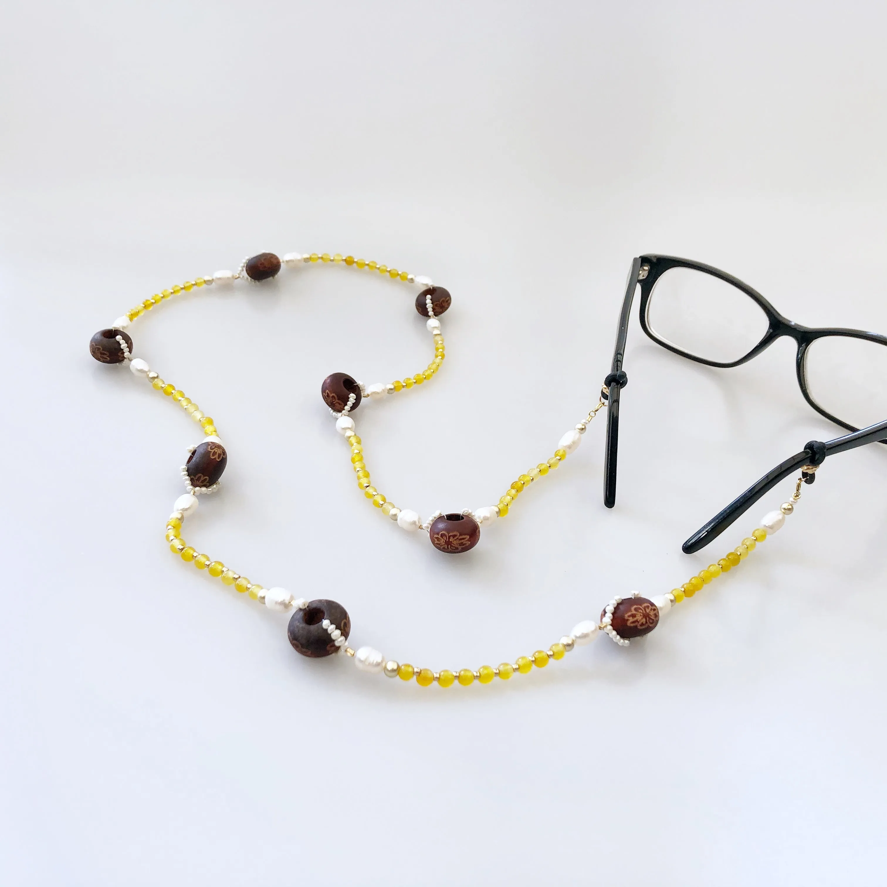 Return to Origin Yellow Jade Beaded Necklace 34 Inch