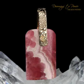 Rhodochrosite Light Language Pendant 14k