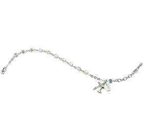 Rosary Bracelet Created with 4mm Aurora Borealis Finest Austrian Crystal Cube Shape Beads by HMH - BR8401FCCR