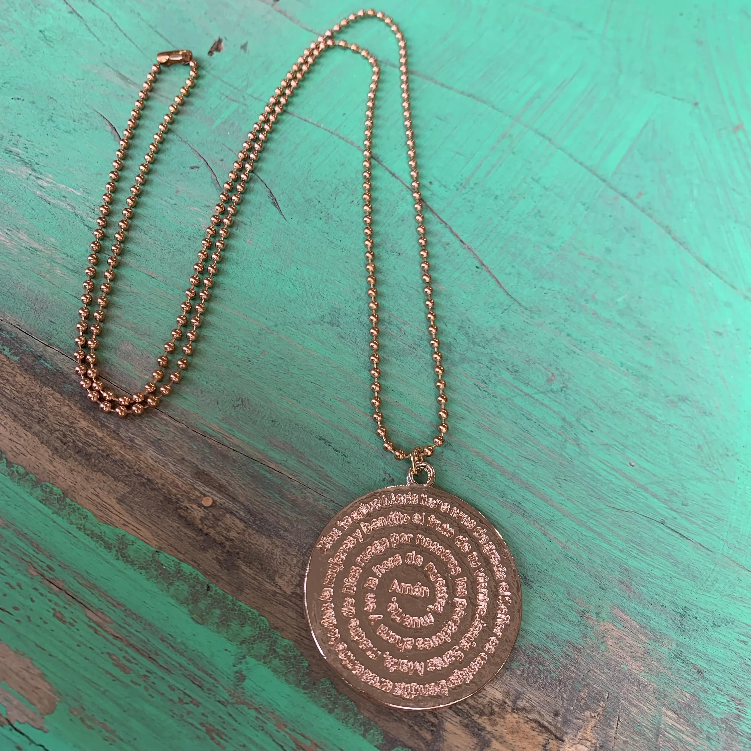 Rose Gold Ava Maria Prayer Necklace