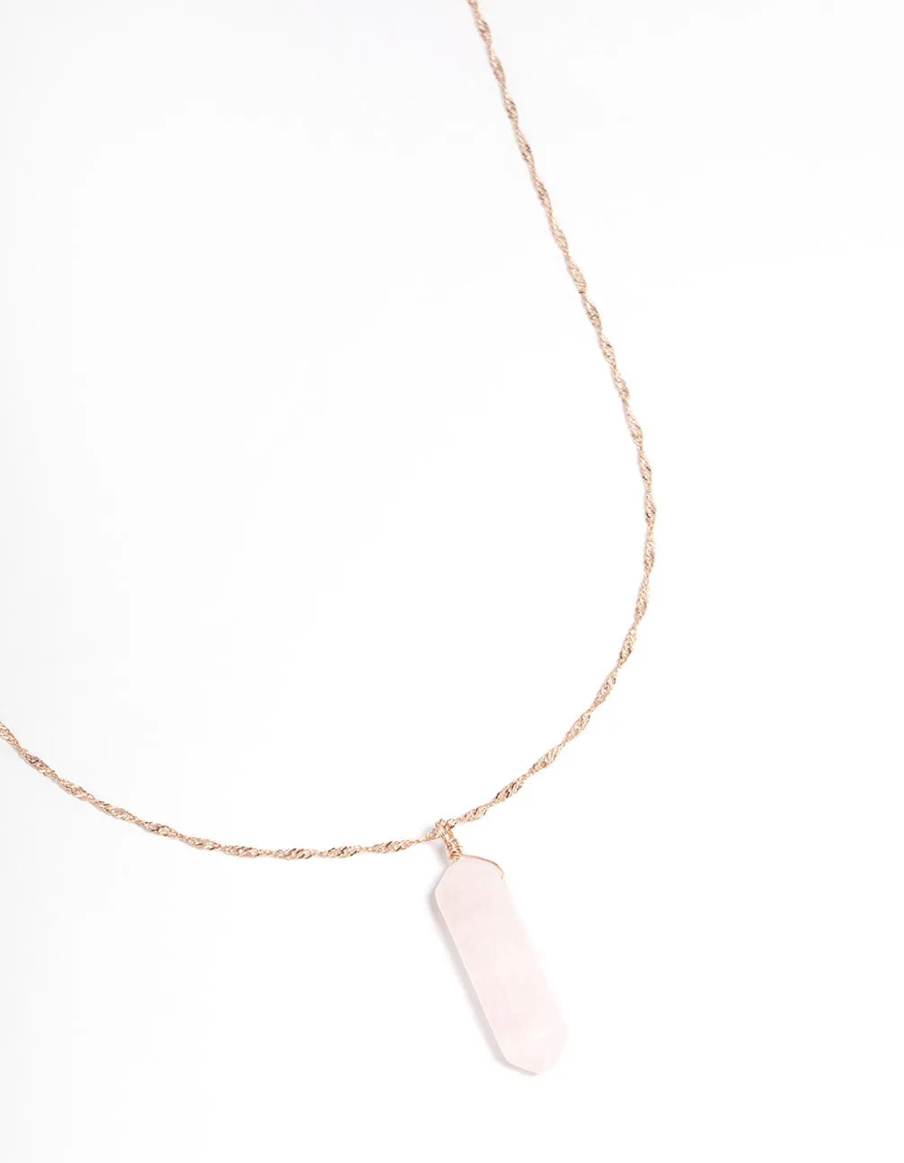 Rose Gold Plated Rose Quartz Shard Twist Necklace