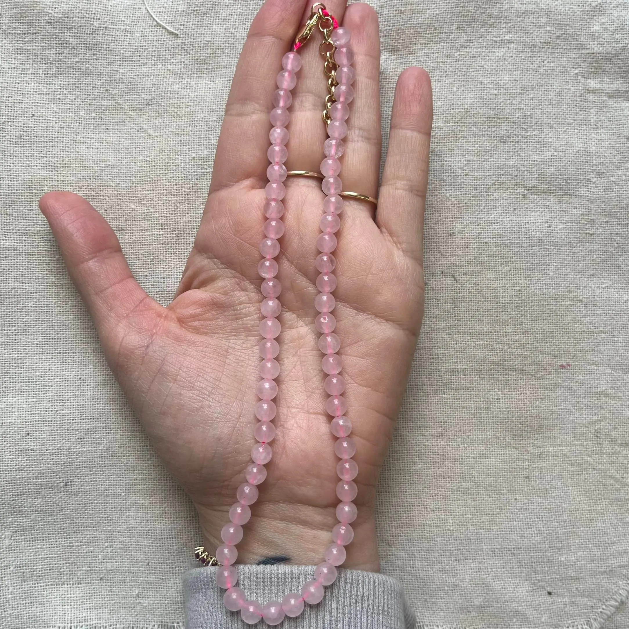 Rose Quartz 6mm Beaded Necklace - Love