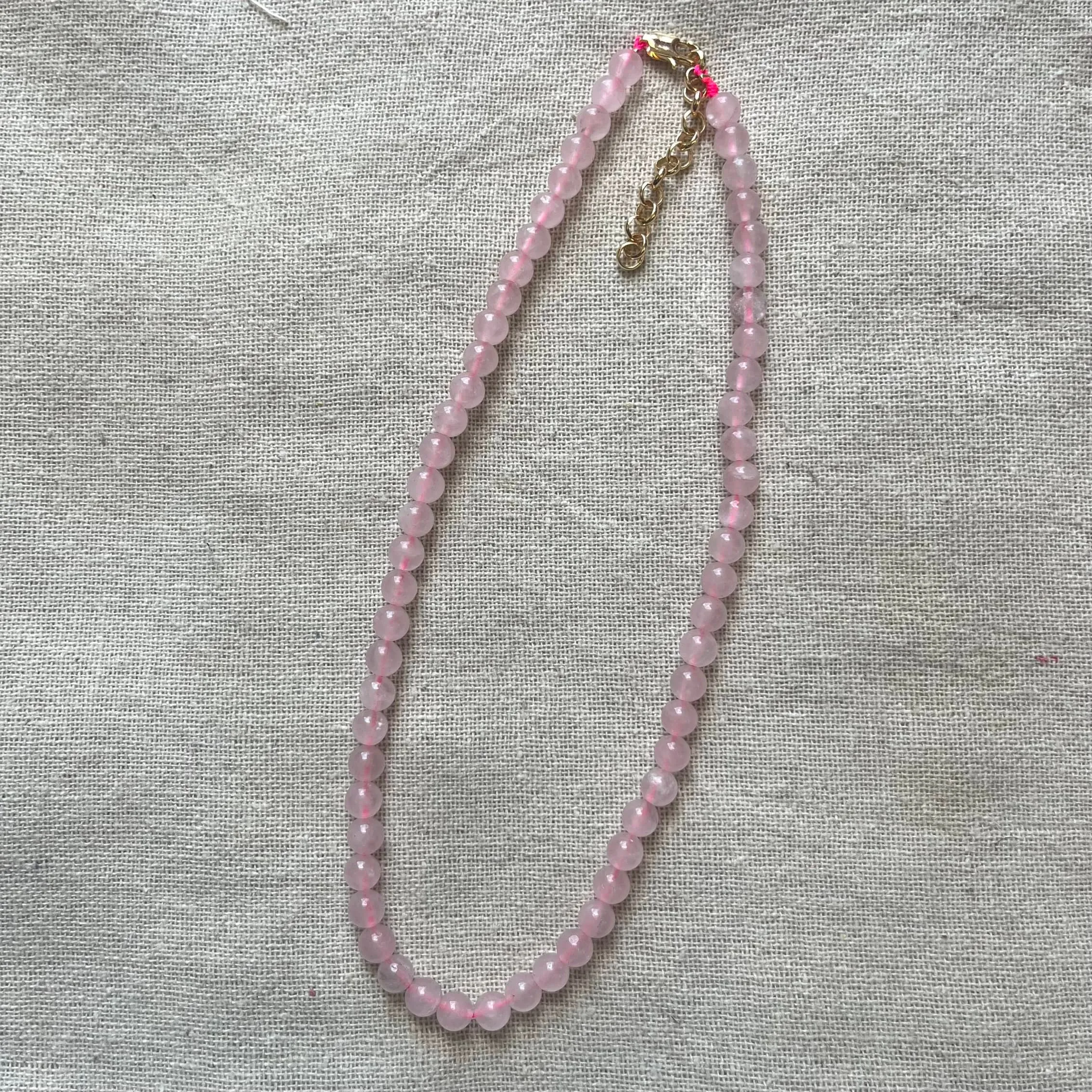 Rose Quartz 6mm Beaded Necklace - Love