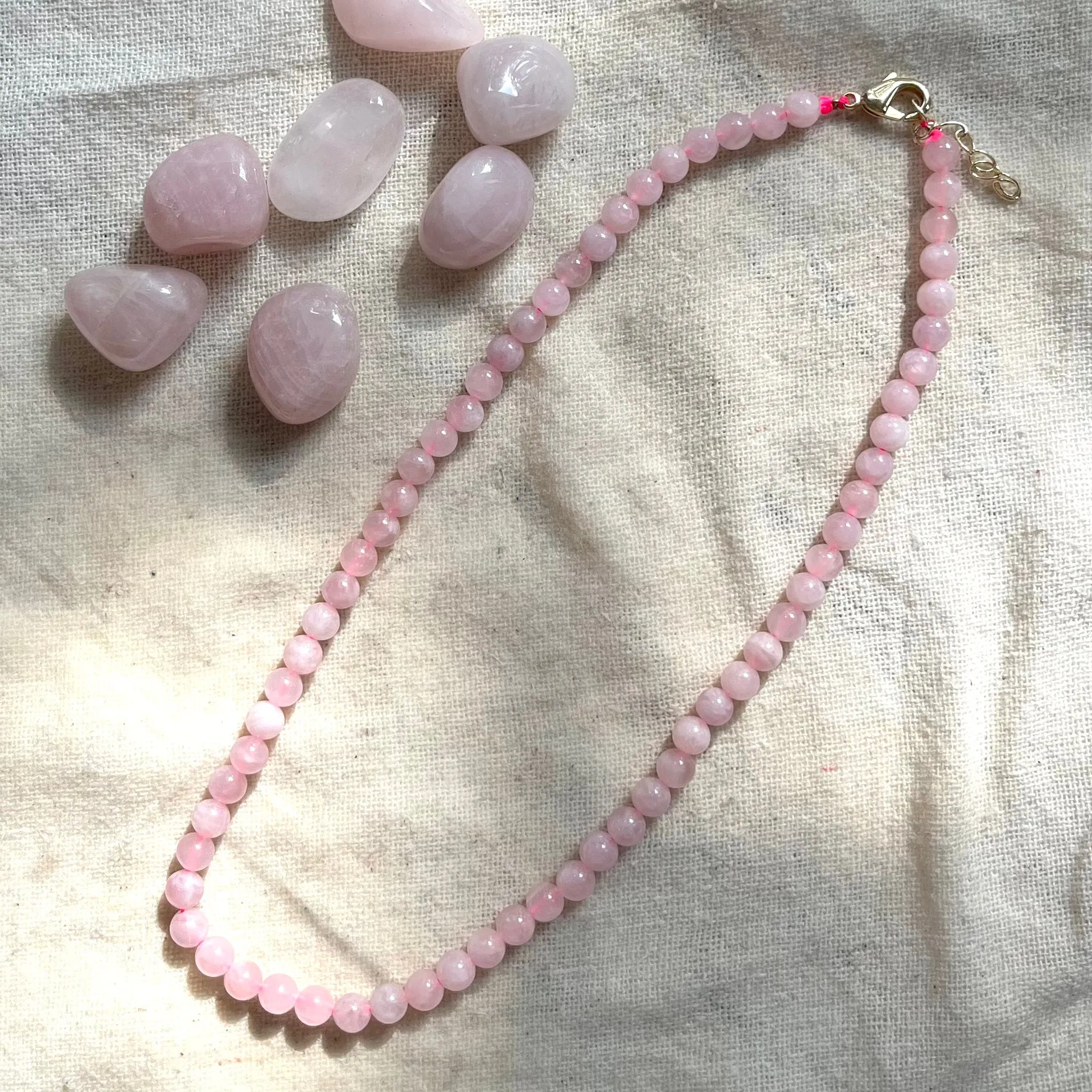 Rose Quartz 6mm Beaded Necklace - Love