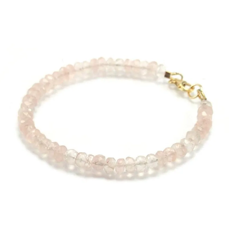 Rose Quartz Faceted Rondelle Bracelet with Gold Filled Trigger Clasp