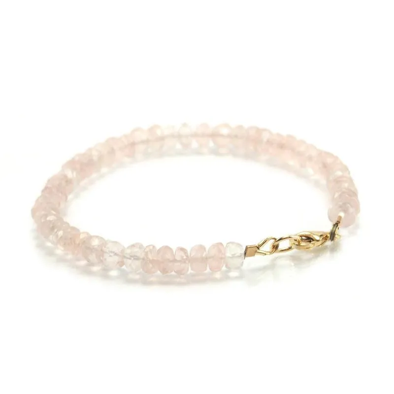 Rose Quartz Faceted Rondelle Bracelet with Gold Filled Trigger Clasp